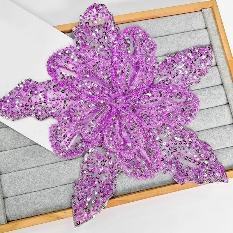 Applique Patch Flower - Garniture appliquée à fleurs pailletées 39BD,